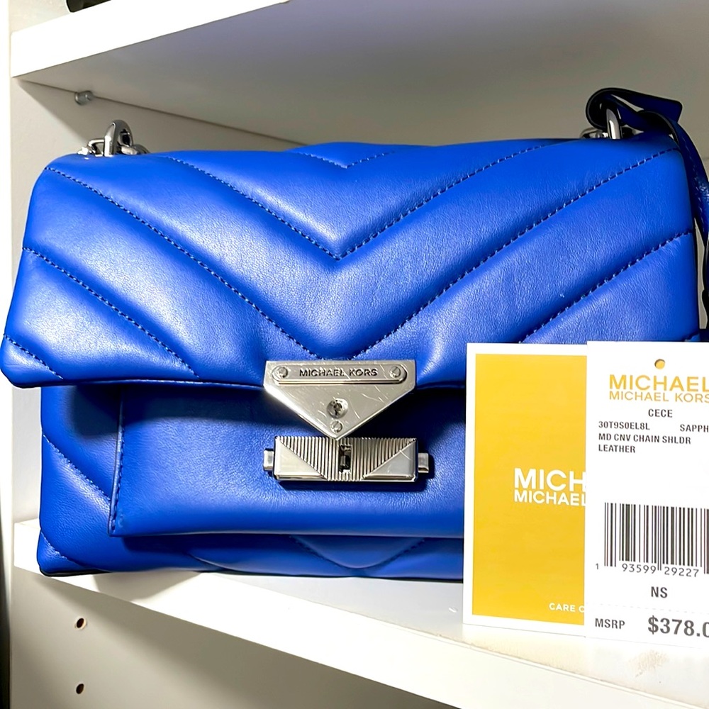 Periwinkle blue quilted MK leather purse